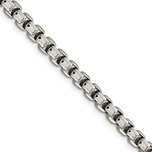 Men's 5.2mm Sterling Silver Solid Round Box Chain Necklace 18 Inch